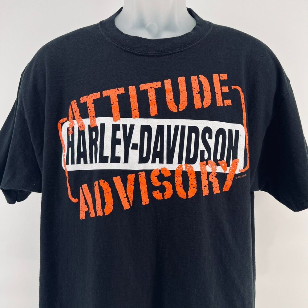 Harley Davidson New Castle DE Dealer T Shirt Men L Attitude Graphic  2-Sided